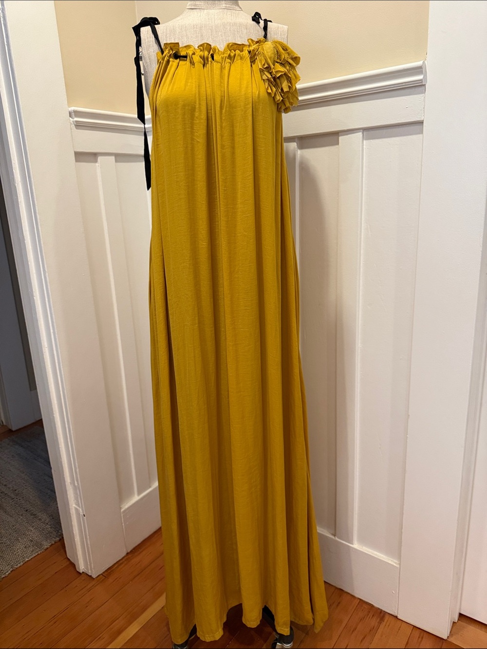 Lanvin charmeuse pleated maxi gown